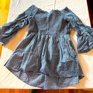 Blue peasant maternity blouse